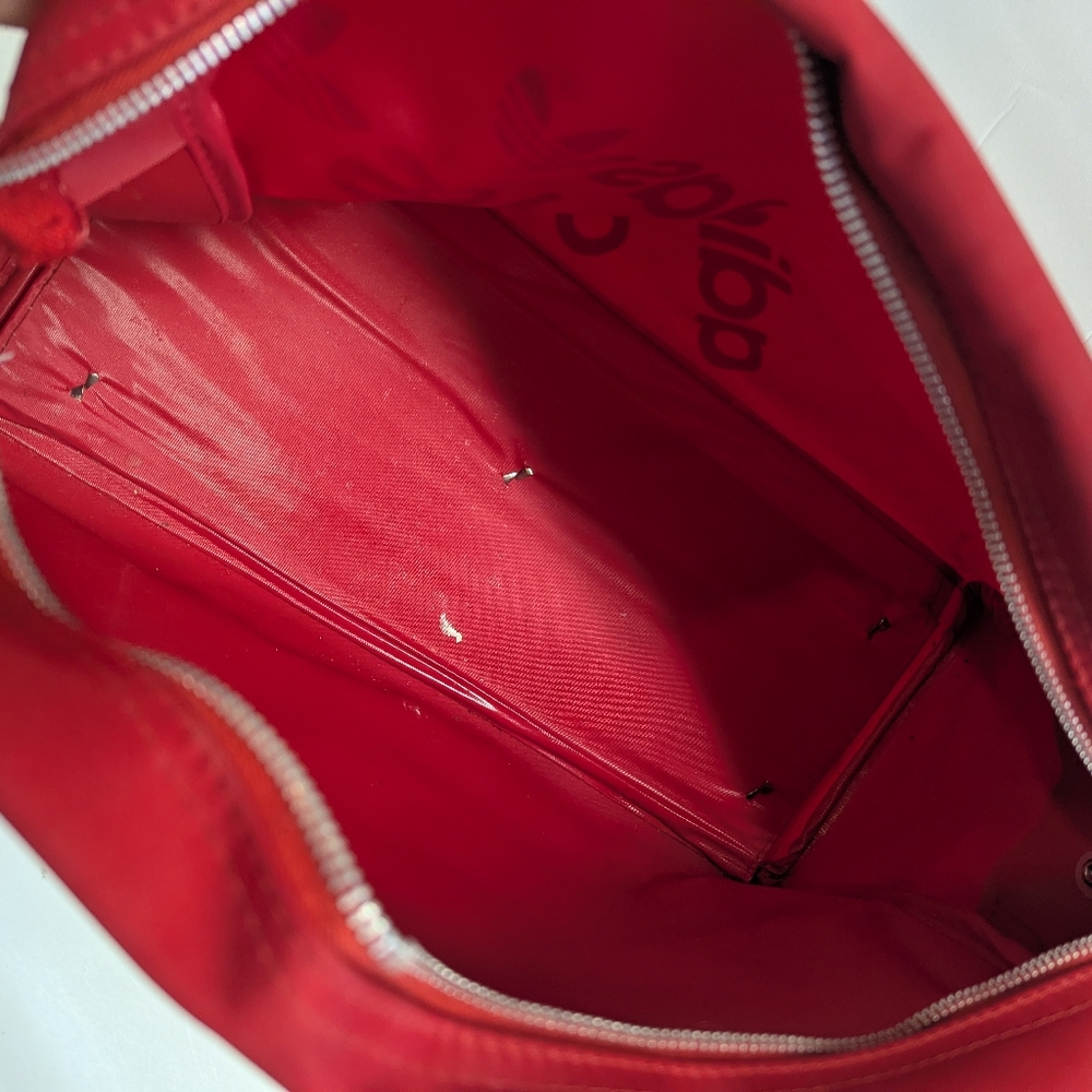 Vintage Adidas Red Shoulder Bag Small Tote Nylon Damaged - Picture 3 of 12